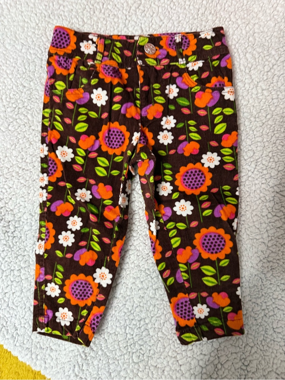 cr kids Girls Floral Corduroy Leggings - Brown Orange Purple nwot sz 18 mns